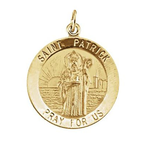 14k Yellow Gold 18mm St. Patrick Medal