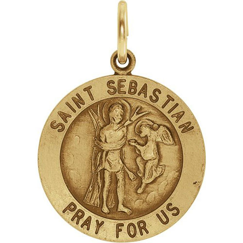14k Yellow Gold St. Sebastian Medal 18mm
