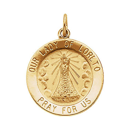 14kt Yellow Gold 18mm Lady of Loreto Medal