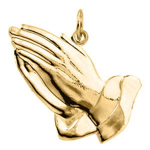 14kt Yellow Gold 17x14mm Praying Hands Pendant
