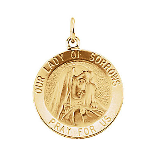 14kt Yellow Gold 15mm Lady of Sorrows Medal