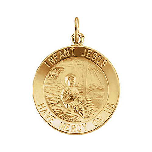 14k Yellow Gold Infant Jesus Medal 15mm