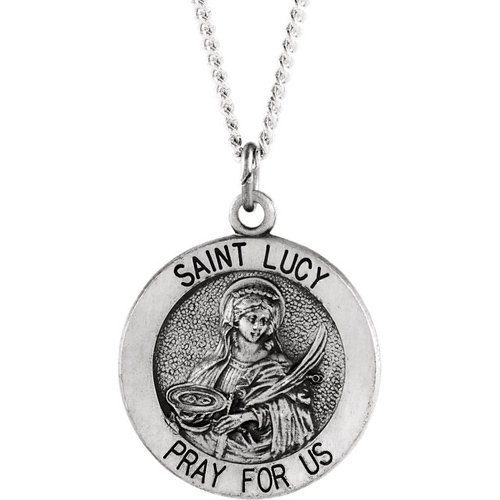 Sterling Silver St. Lucy Medal 15mm