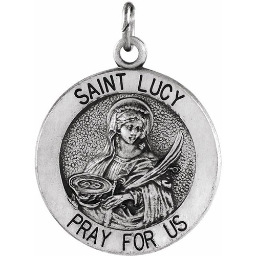 14kt White Gold 18.25mm St. Lucy Medal