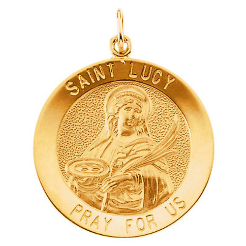 14kt Yellow Gold 25mm St. Lucy Medal