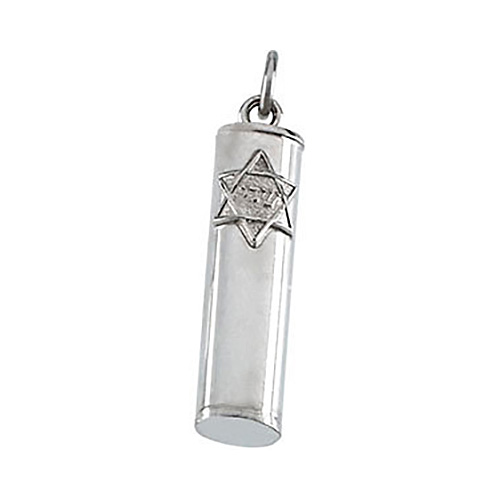 Sterling Silver Mezuzah Pendant 15x6mm with 18in Chain