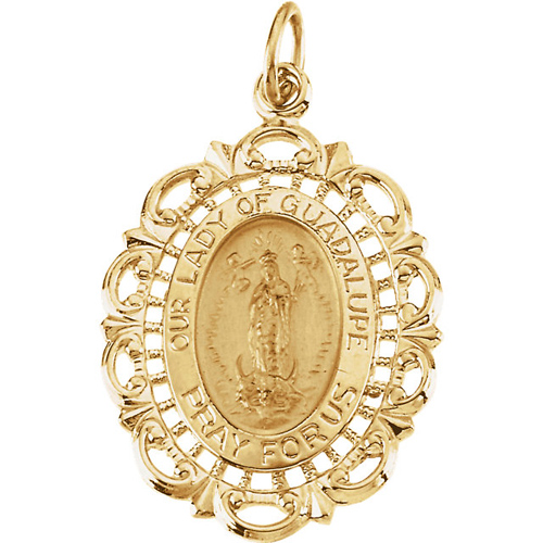 14kt Yellow Gold 1in Lady of Guadalupe Medal