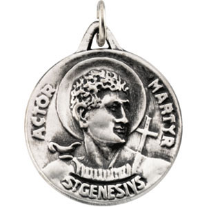 Sterling Silver St. Genesius Medal 23mm JJR16431 | Joy Jewelers