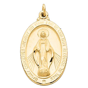 Yellow Gold Filled 1in Miraculous Medal & 24in Chain