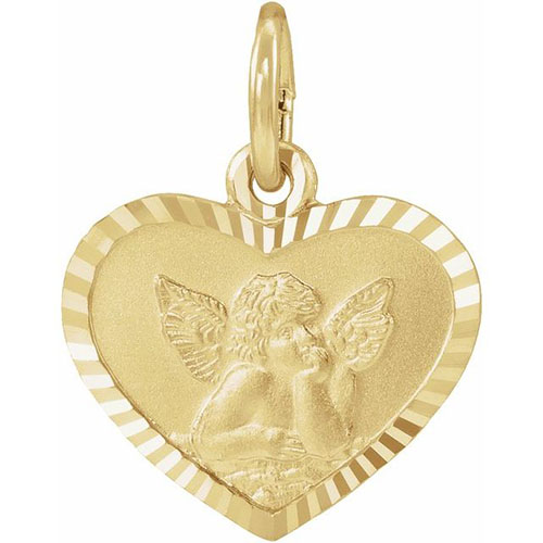 14kt Yellow Gold Angel Heart Pendant 9x12mm