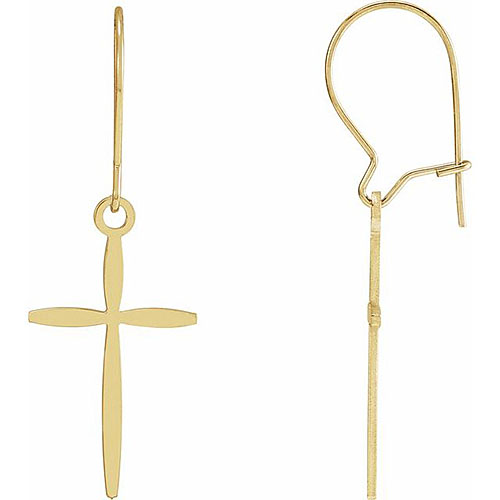 14kt Yellow Gold Cross Dangle Earrings with Ear Wire