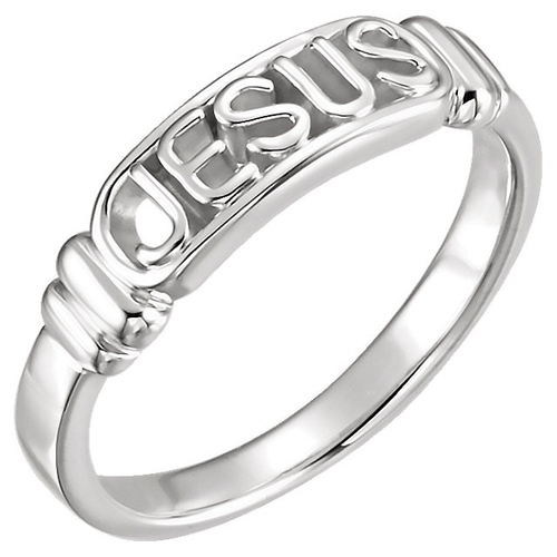 Men's In The Name Of Jesus Ring - 14k White Gold