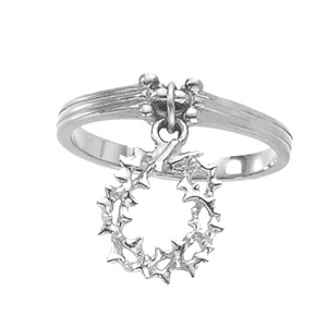 14kt White Gold Crown of Thorns Ladies Dangle Ring