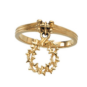 14kt Yellow Gold Crown of Thorns Ladies Dangle Ring