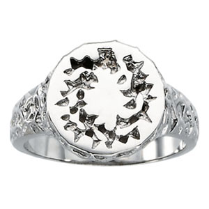 14kt White Gold Crown of Thorns Ladies Signet Ring