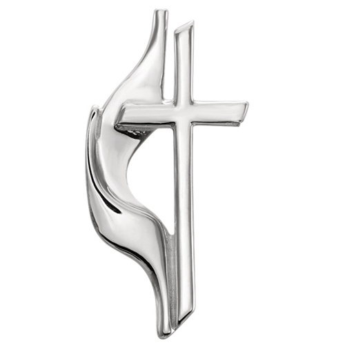Sterling Silver Methodist Cross Lapel Pin 30x17mm
