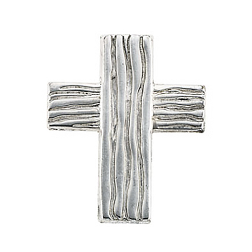 14k White Gold The Rugged Cross Lapel Pin 13x10mm