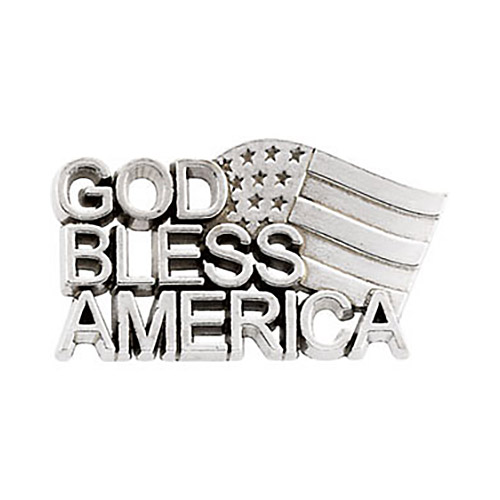 God Bless America Lapel Pin 14k White Gold