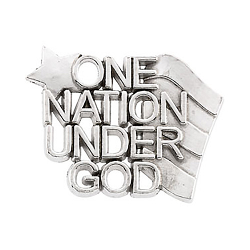 One Nation Under God Lapel Pin 14k White Gold