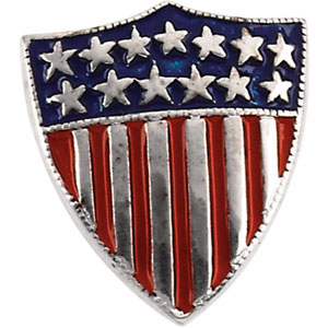 14kt White Gold American Shield of Honor Lapel Pin