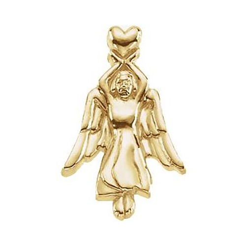 14k Yellow Gold Angel with Heart Lapel Pin