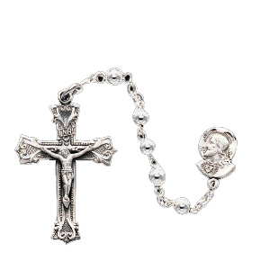 Sterling Silver 17 1/4in Classic Bead Rosary