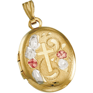 14K Gold Tri Color Locket 16x13mm