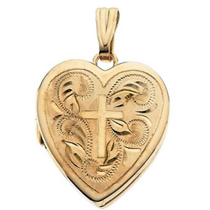 14K Gold Cross Locket 16.5x15mm