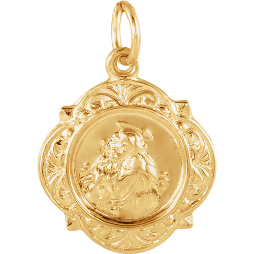 14k Yellow Gold St. Anthony Shield Charm 1/2in