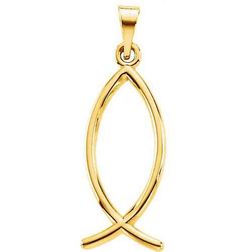 14kt Yellow Gold 7/8in Christian Fish Pendant