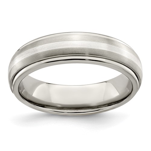 Edward Mirell 6mm Titanium Wedding Band with Sterling Silver Inlay