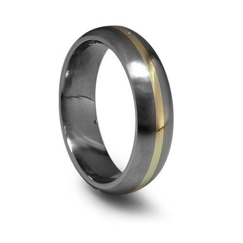 Edward Mirell 6mm Titanium Wedding Band with 14kt Gold Inlay