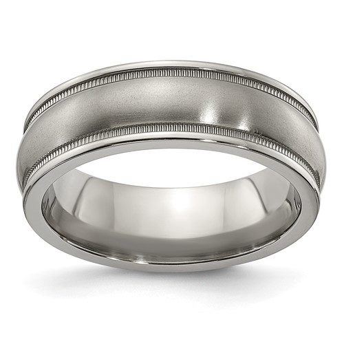 Edward Mirell 6.5mm Titanium Wedding Band with Polished Milgrain