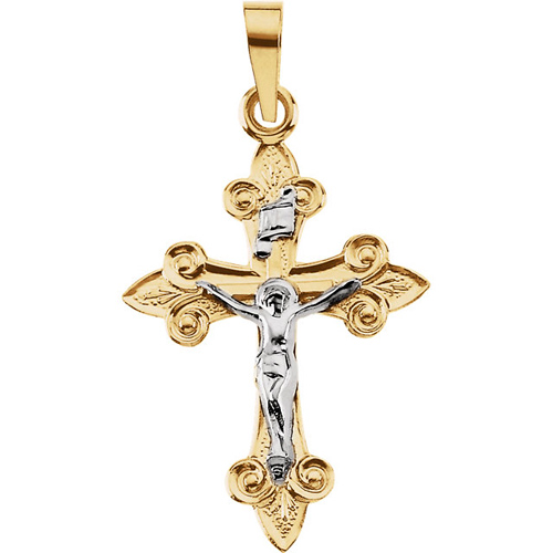 14kt Two Tone Gold Crucifix 28x19mm JJR4039L | Joy Jewelers