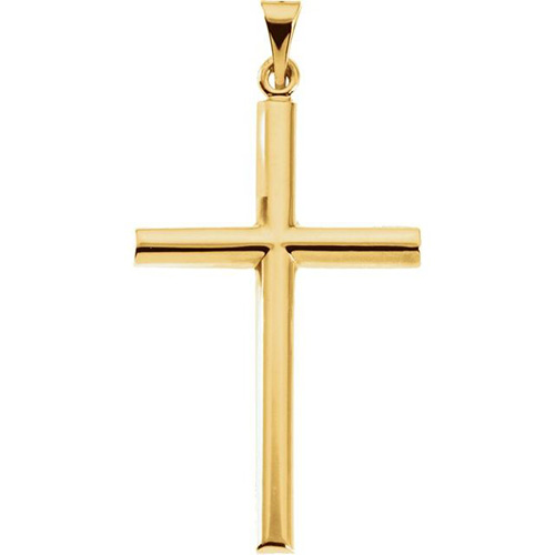 14kt Yellow Gold 1 1/4in Rounded Latin Cross Pendant