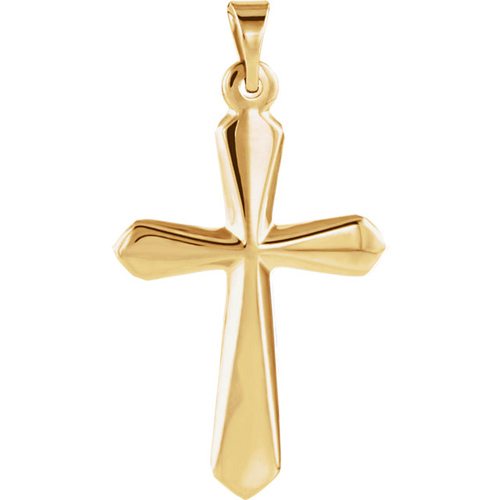 14kt Yellow Gold 7/8in Beveled Passion Cross
