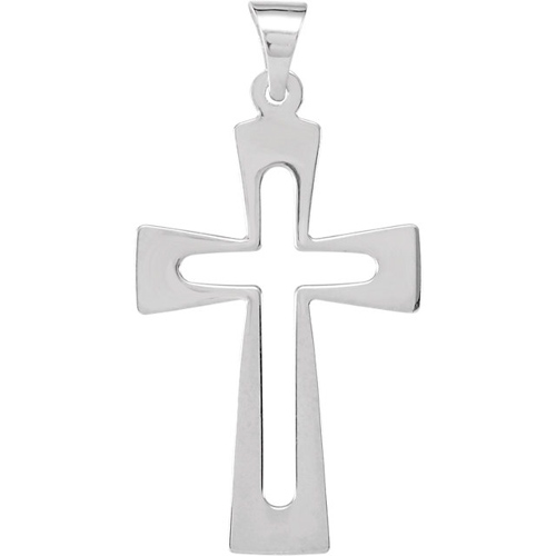 14kt White Gold 1in Flat Cut Out Crusader Cross