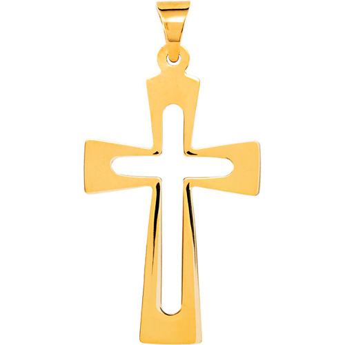 14kt Yellow Gold 1in Flat Cut Out Crusader Cross