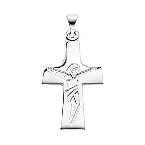 Sterling Silver 7/8in Tapered Crucifix Pendant