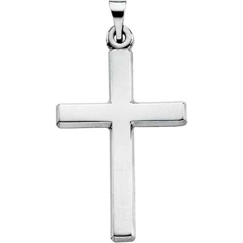 14kt White Gold 1in Smooth Flat Cross