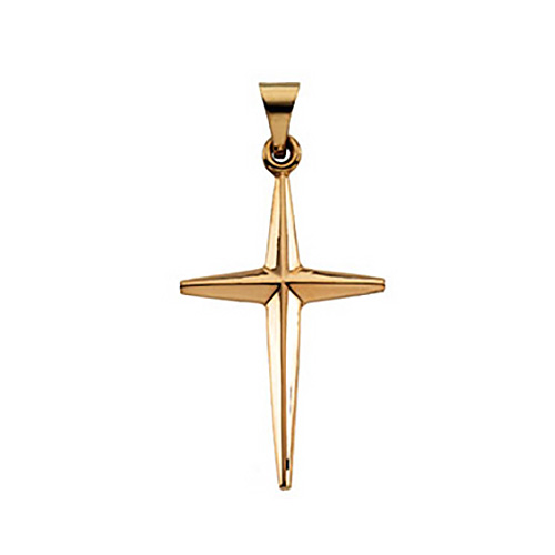 14kt Yellow Gold 1in Pointed Passion Cross