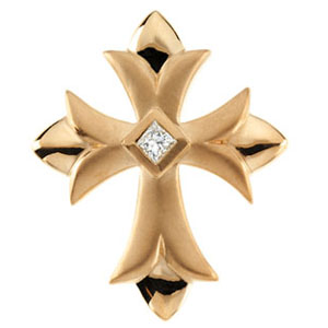 14kt Yellow Gold 1/10 ct Diamond Cross