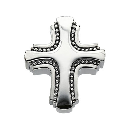 Sterling Silver 3/4in Beaded Cross Slide