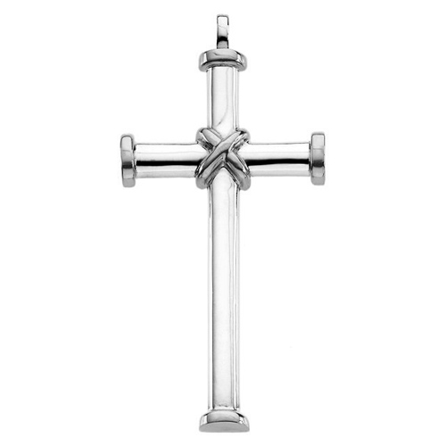 14kt White Gold 2in Wrapped Cross Pendant