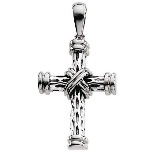 14kt White Gold 1 1/8in Wrapped Rope Cross