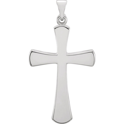 14kt White Gold 7/8in Smooth Crusader Cross