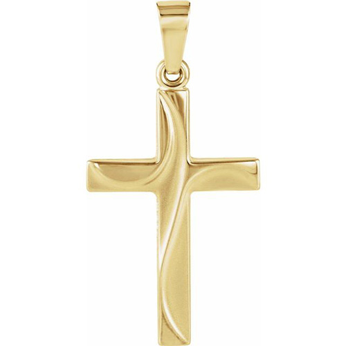 14kt Yellow Gold Cross Pendant with Wavy Lines
