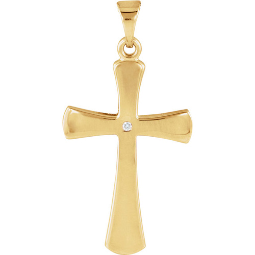 14kt Yellow Gold 3/4in Crusader Cross with Diamond
