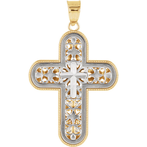 14k Yellow Gold Reversible Crucifix 1 1/4in
