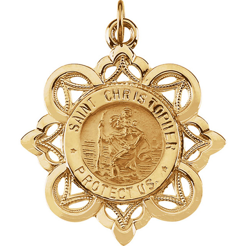 St. Christopher Medal 28.5x26mm - 14k Yellow Gold